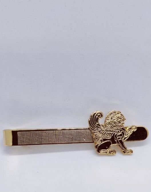 Gold Engraved Lion Tie Clip
