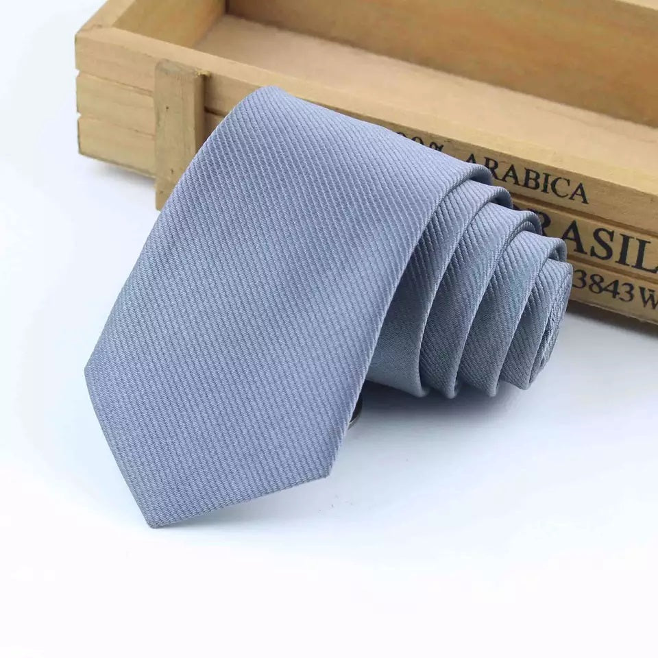 6cm Solid Grey Tie-SHOPWITHSTYLE