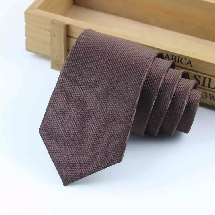 6cm Solid Dark Brown Tie-SHOPWITHSTYLE