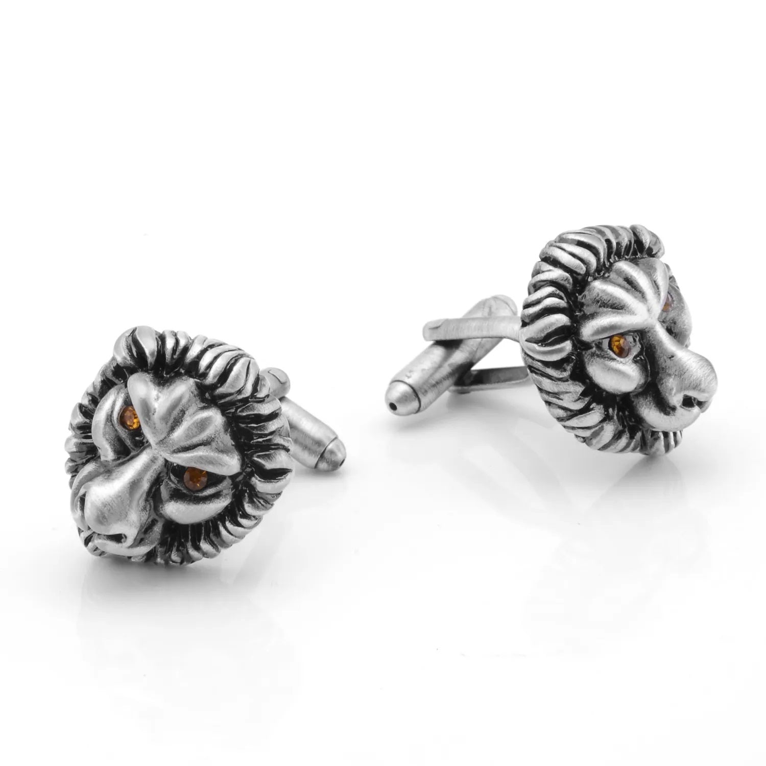 Silver Antique Lion Head Cufflinks