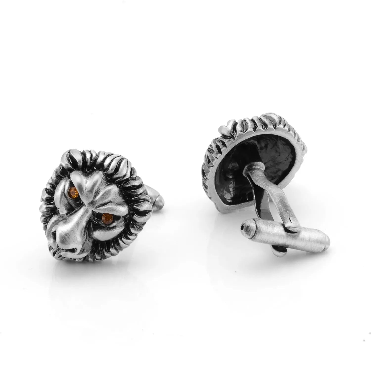 Silver Antique Lion Head Cufflinks