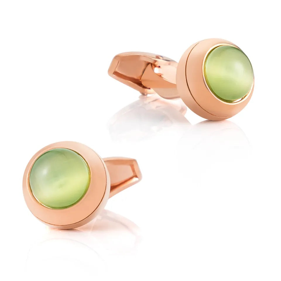 Rose Gold Green Gemstone Cufflinks