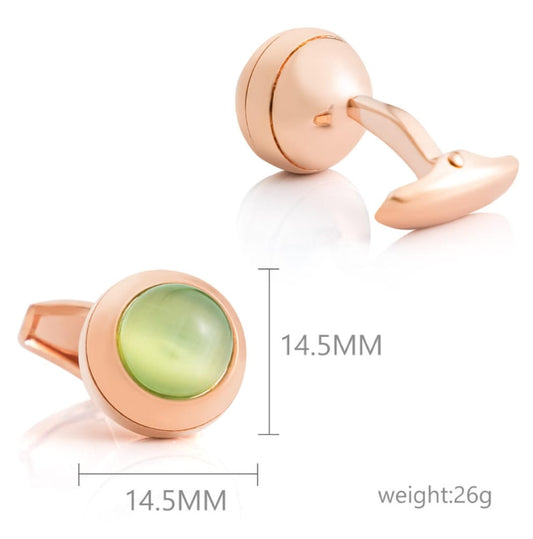 Rose Gold Green Gemstone Cufflinks