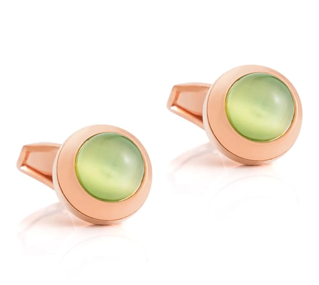 Rose Gold Green Gemstone Cufflinks