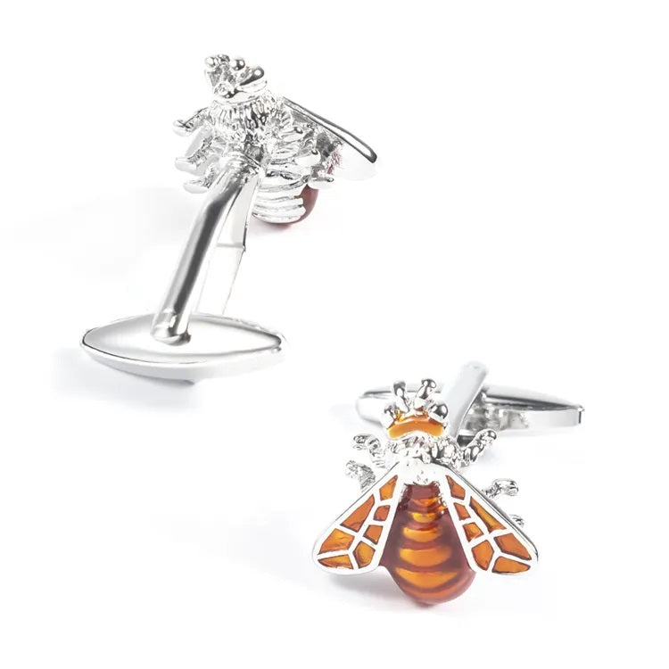 Glaze Golden Brown Honey Bee Cufflinks 