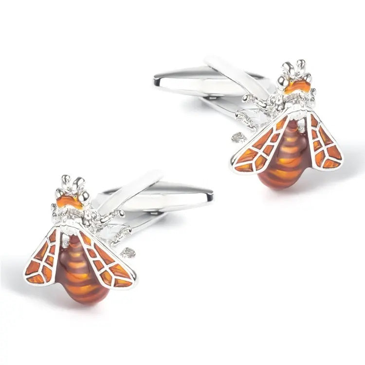 Glaze Golden Brown Honey Bee Cufflinks 