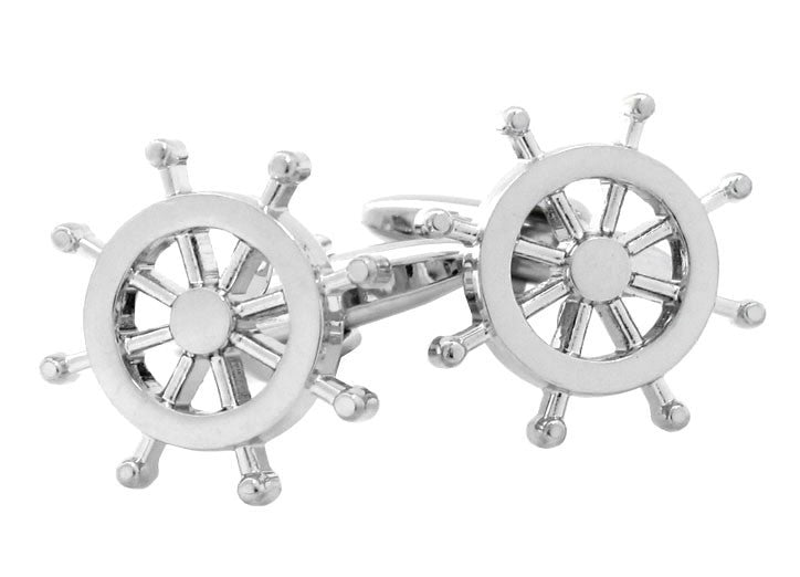 Silver Ship Wheel Cufflinks - SHOPWITHSTYLE
