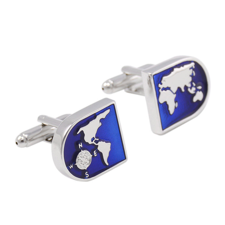 Platinum World Map Cufflinks - SHOPWITHSTYLE