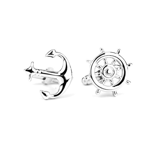 Wheel Anchor Silver Metal Cuffinks for Men - SHOPWITHSTYLE