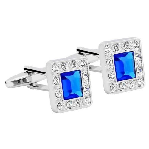Blue Crystal Square Fashion Cufflinks - SHOPWITHSTYLE