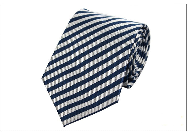 8 cm Silver and Blue Stripe Tie - SHOPWITHSTYLE