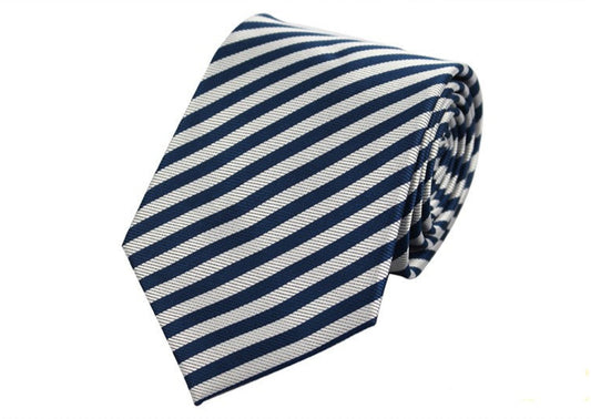 8 cm White and Blue Stripe Tie - SHOPWITHSTYLE