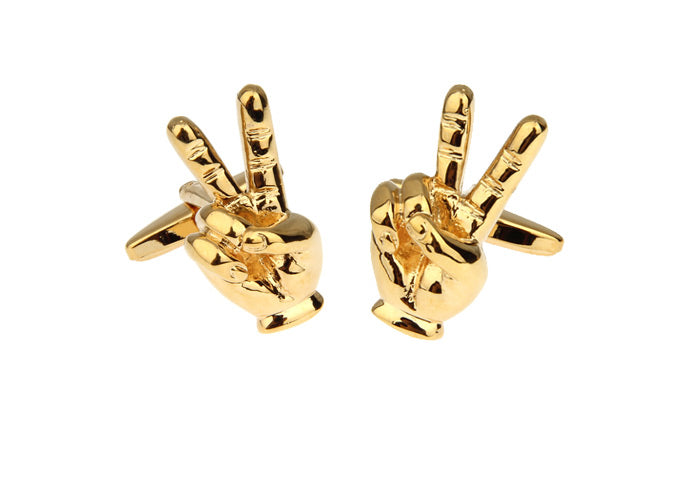 albetro Gold Victory Sign Peace Cufflinks - SHOPWITHSTYLE