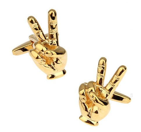 albetro Gold Victory Sign Peace Cufflinks - SHOPWITHSTYLE