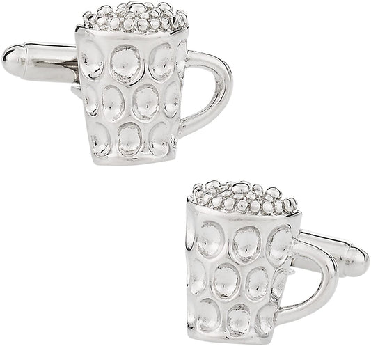 Silver Ice Cold Beer Pub Mug Cufflinks - SHOPWITHSTYLE