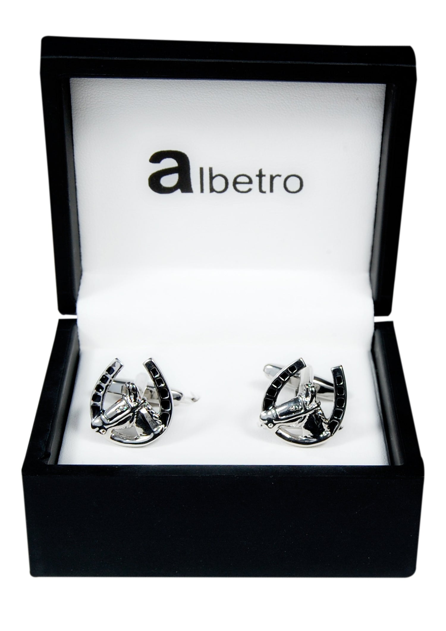 Black and Silver Lucky Horseshoe Cufflinks - SHOPWITHSTYLE