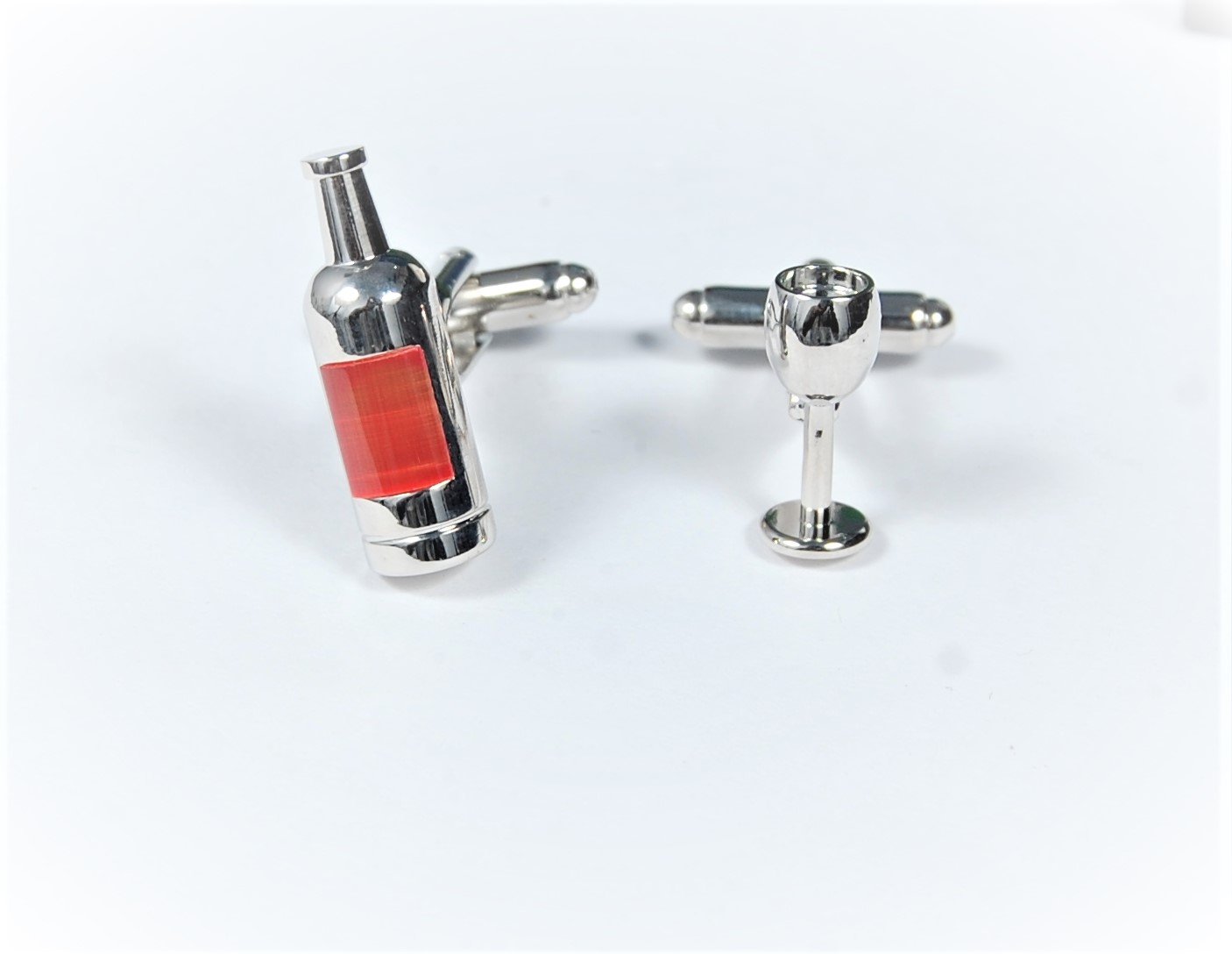 Silver Red Wine Bottle And Glass Cufflinks - SHOPWITHSTYLE