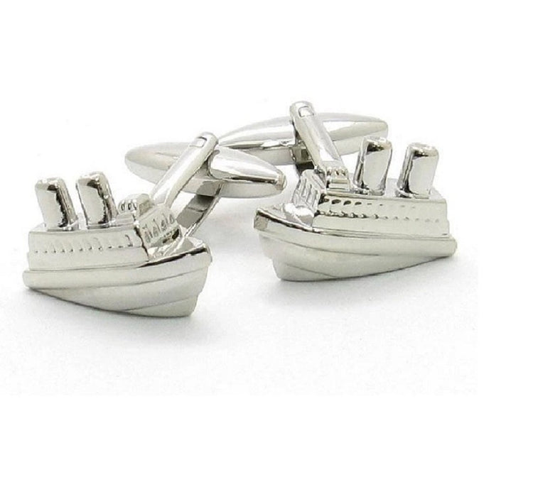 Silver Cruise Ship Cufflinks - SHOPWITHSTYLE