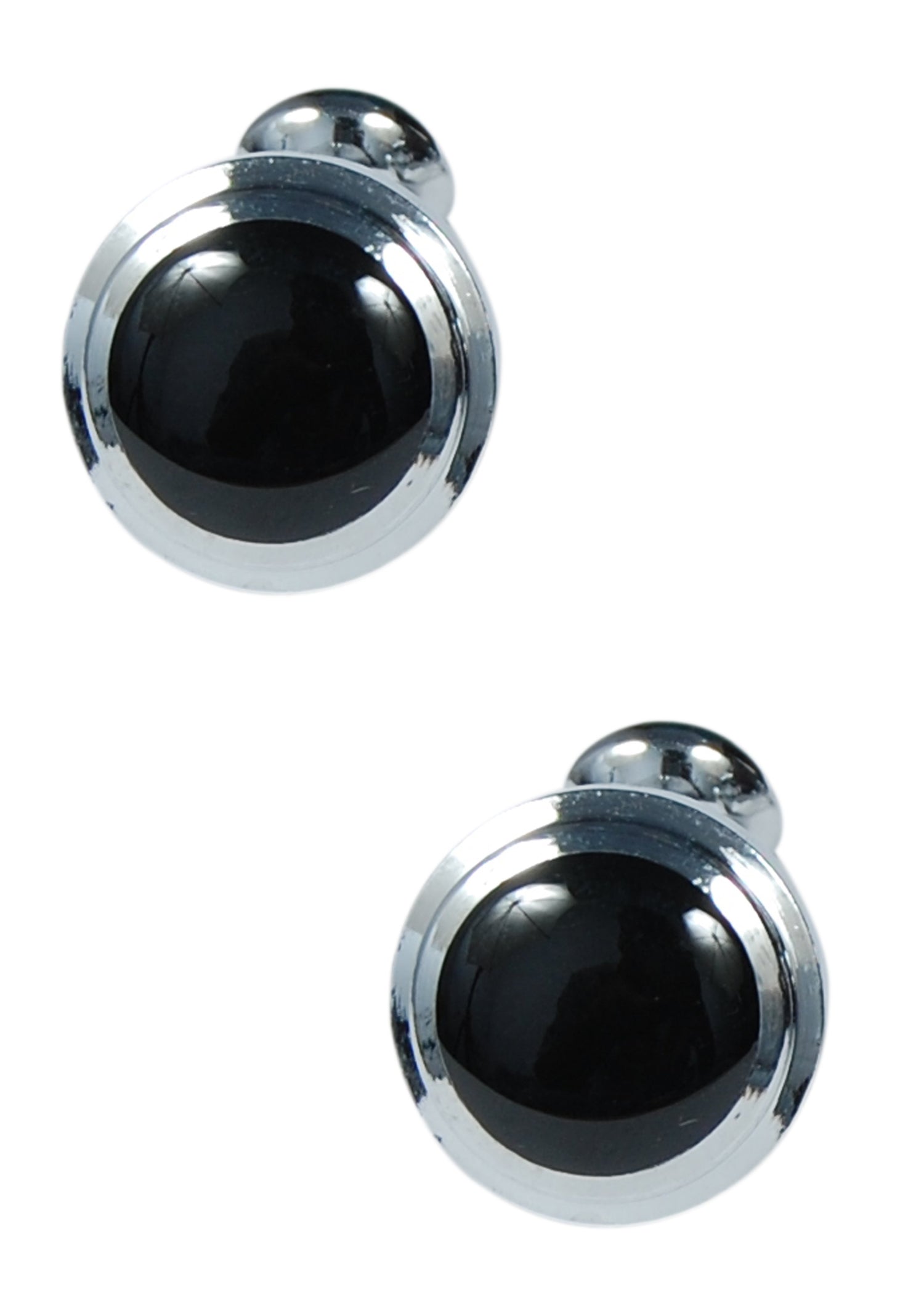 Silver Onyx Round Cufflinks - SHOPWITHSTYLE