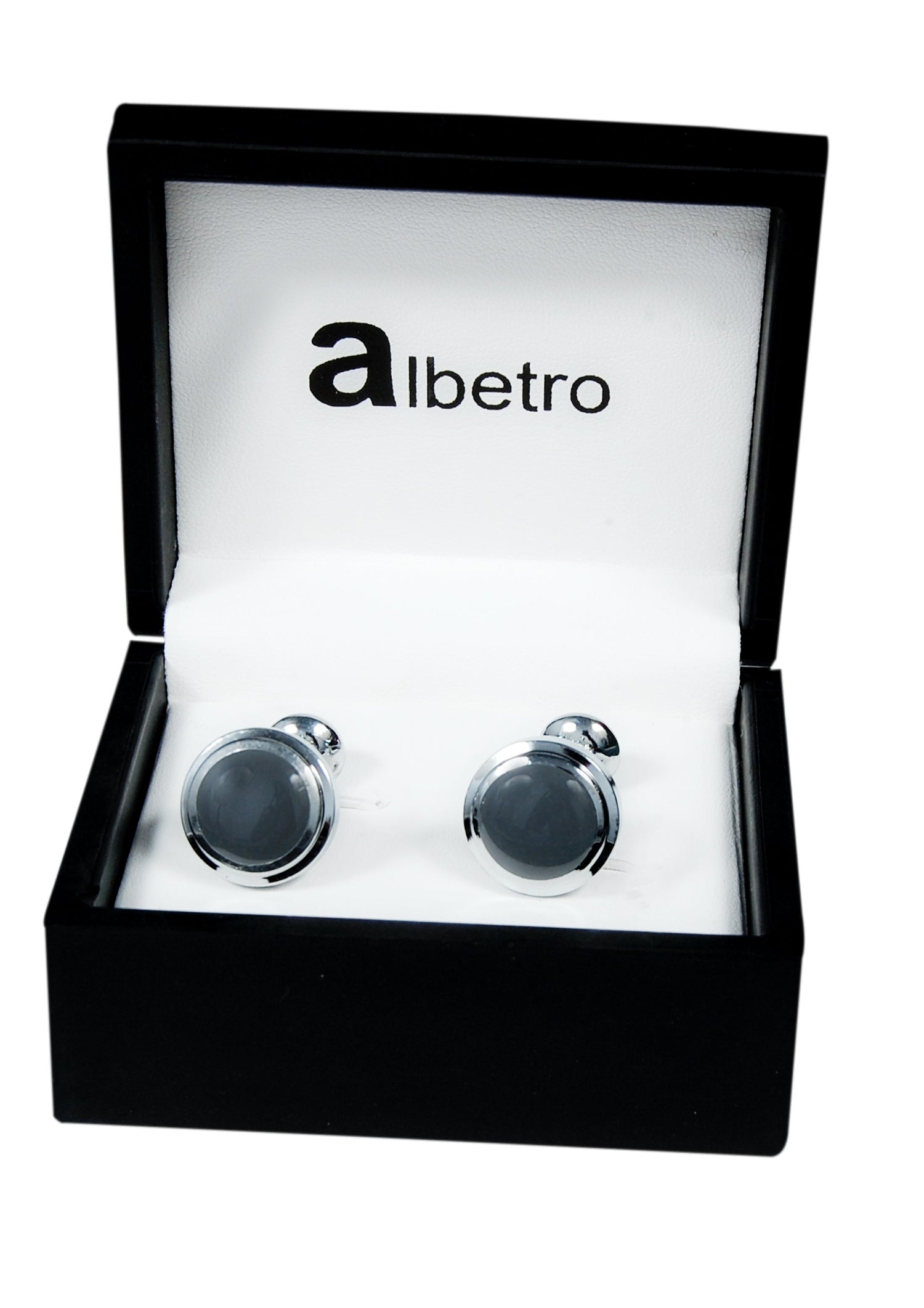 Silver Onyx Round Cufflinks - SHOPWITHSTYLE