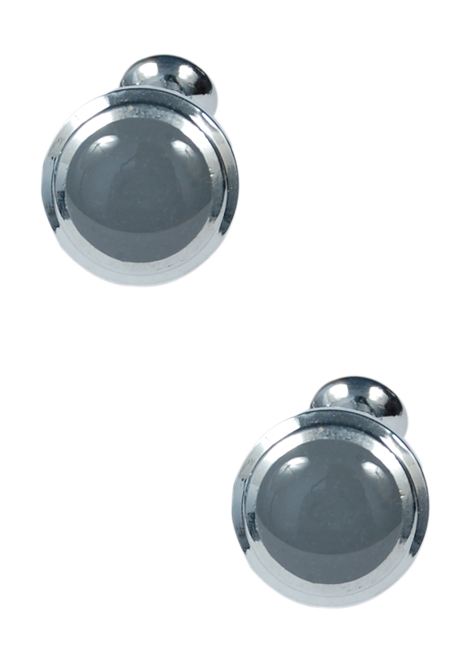 Silver Onyx Round Cufflinks - SHOPWITHSTYLE