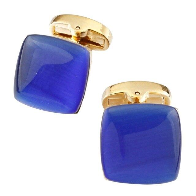 Luxury High-end opal Gold Cufflinks with Blue Stone