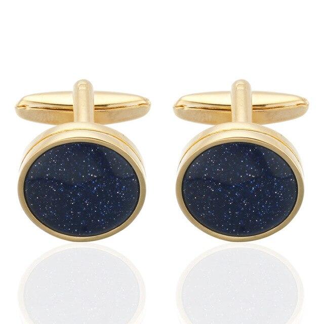 Luxury High-end opal Gold Cufflinks with Blue Stone