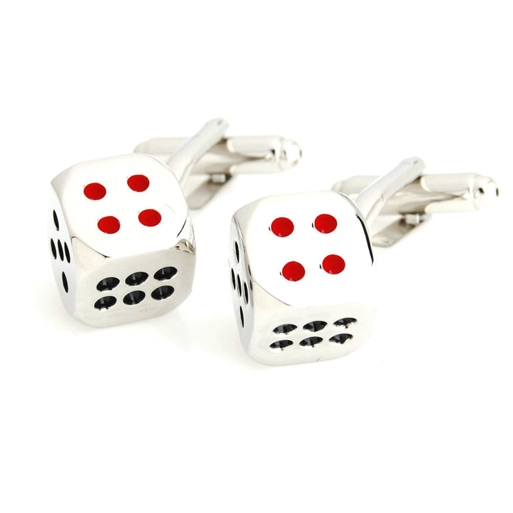 Dice Fun Silver & Red & Black Copper Cufflinks For Men 70 - SHOPWITHSTYLE