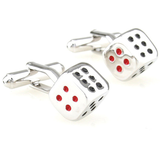 Dice Fun Silver & Red & Black Copper Cufflinks For Men 70 - SHOPWITHSTYLE