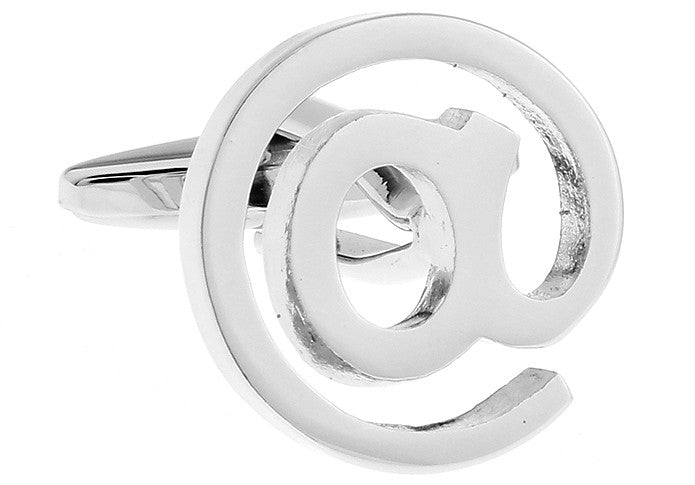 Silver At @ Symbol Silver Copper Cufflinks For Men - SHOPWITHSTYLE