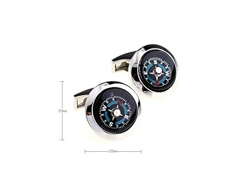 Functional Compass Shape Black Copper Cufflinks For Men - SHOPWITHSTYLE