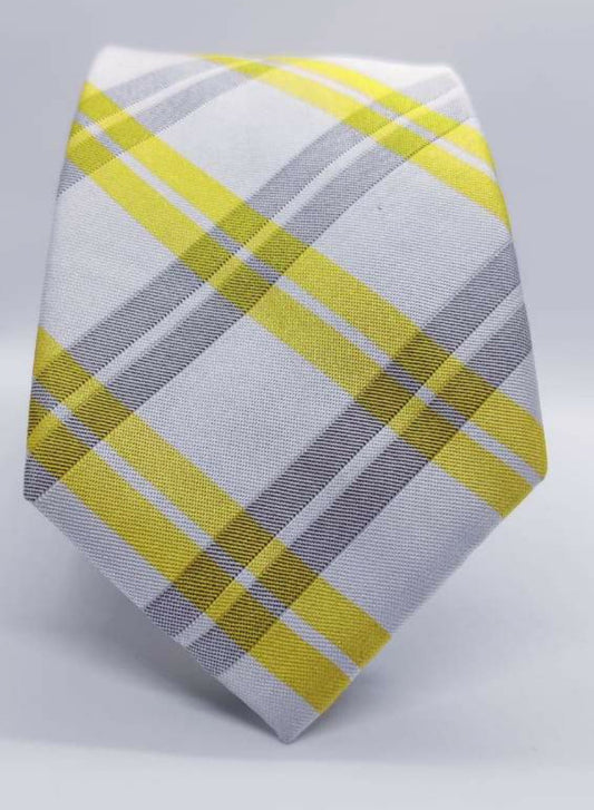 Canary Yellow Silk Tartan Necktie