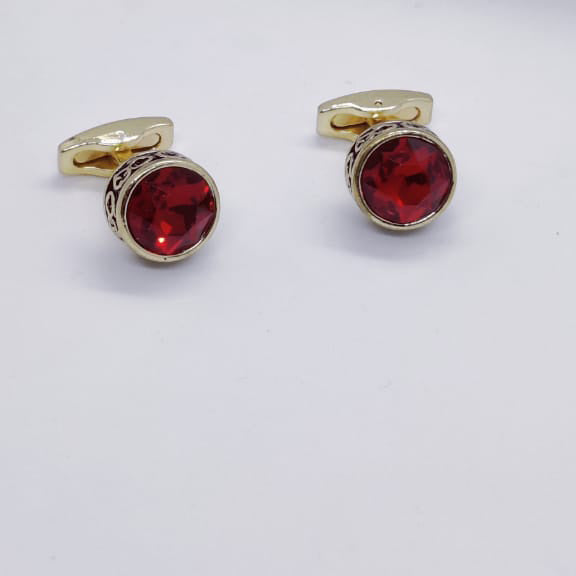Red Round Crystal Cufflinks