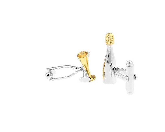 Champagne Bottle and Glasses Cufflinks - SHOPWITHSTYLE