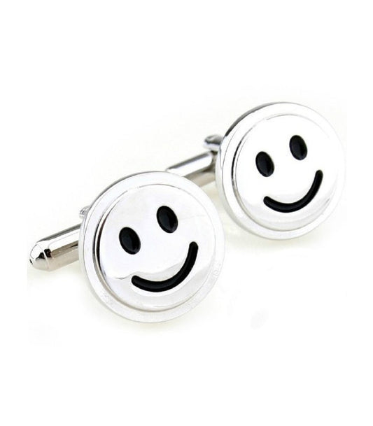 Silver-Tone Smiley Face Cuffllinks for Men - SHOPWITHSTYLE